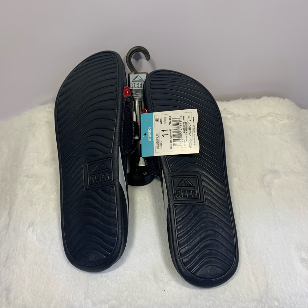 Reef Mulligan Golf Slide Sandals Men Size 11 'Patriotic' Turf Stoked Blue NEW - Picture 8 of 11